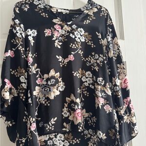 Maurices Black Floral Blouse